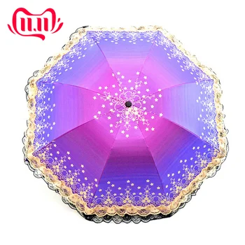 

Lace Flower Folding Umbrella For Women Anti-UV Sunscreen Parasol Windproof Rain Umbrella Ladies Travel Wedding Car Umbrellas