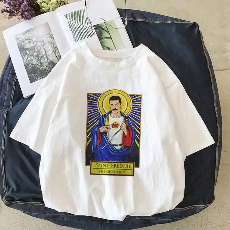 

Freddie Mercury Fiction Saint Mia Saint Jules T Shirt Catholicism Womens Clothing Pulp Female Casual Harajuku Women Tee Shirt