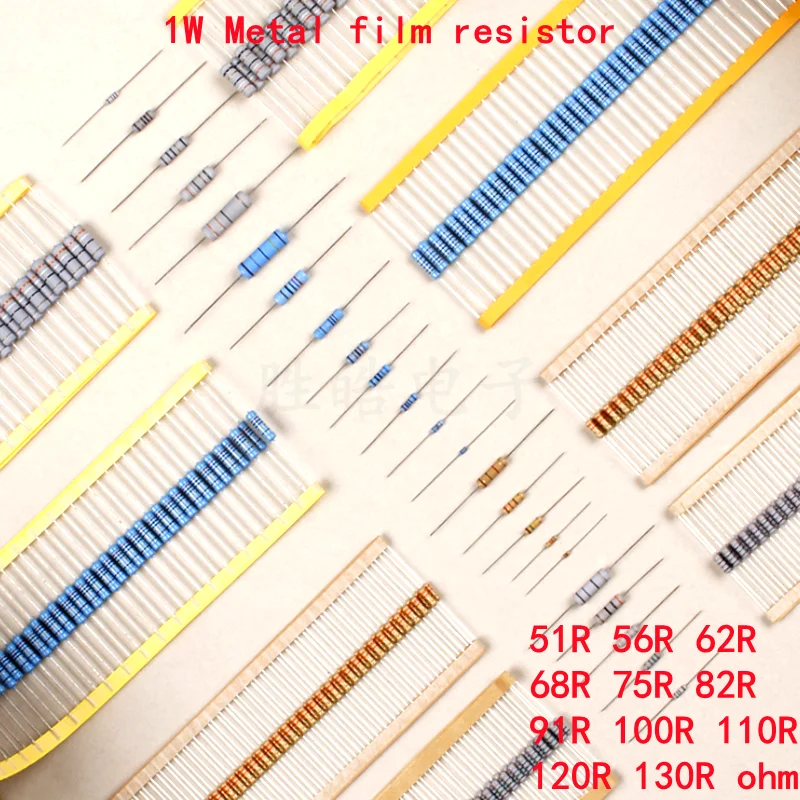 20pcs 1W Metal film resistor 1% 51R 56R 62R 68R 75R 82R 91R 100R 110R 120R 130R 51 56 62 68 75 82 91 100 110 120 130 ohm iwaki magnetic drive pumps md15r md 20r md 30r md 30rm md 40r md 40rm md 55r md 55rm md 70r md 70rm md 100r md 100rm md 120r