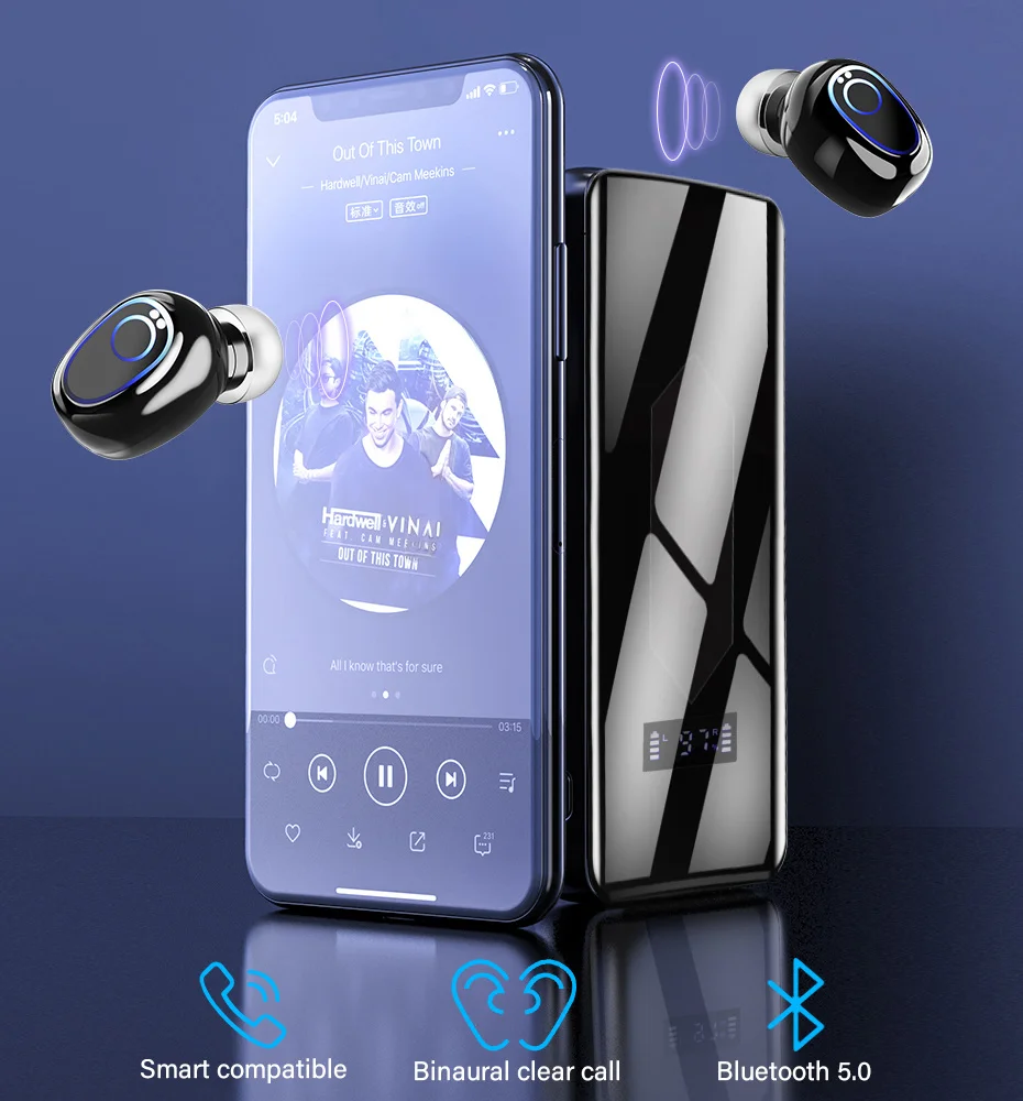 TWS Wireless Bluetooth 5.1 Earphones 10000mAh Charging Box Wireless Head phones HiFi 9D Stereo Headset Sports Waterproof Earbuds