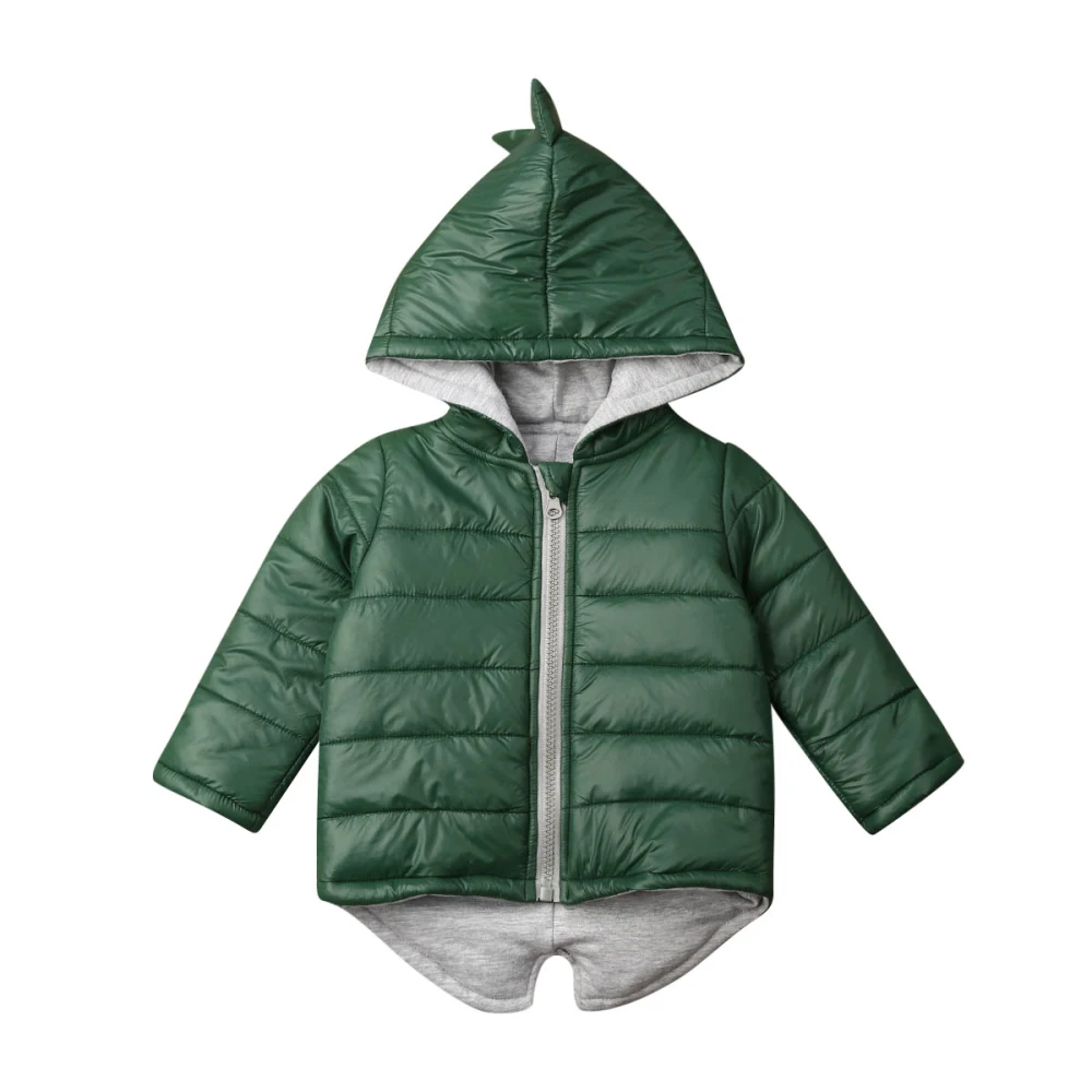 Kids Baby Girl Boy Clothes Padded Winter Coat Hoodie Dinosaur Jacket Top Warm Outwear