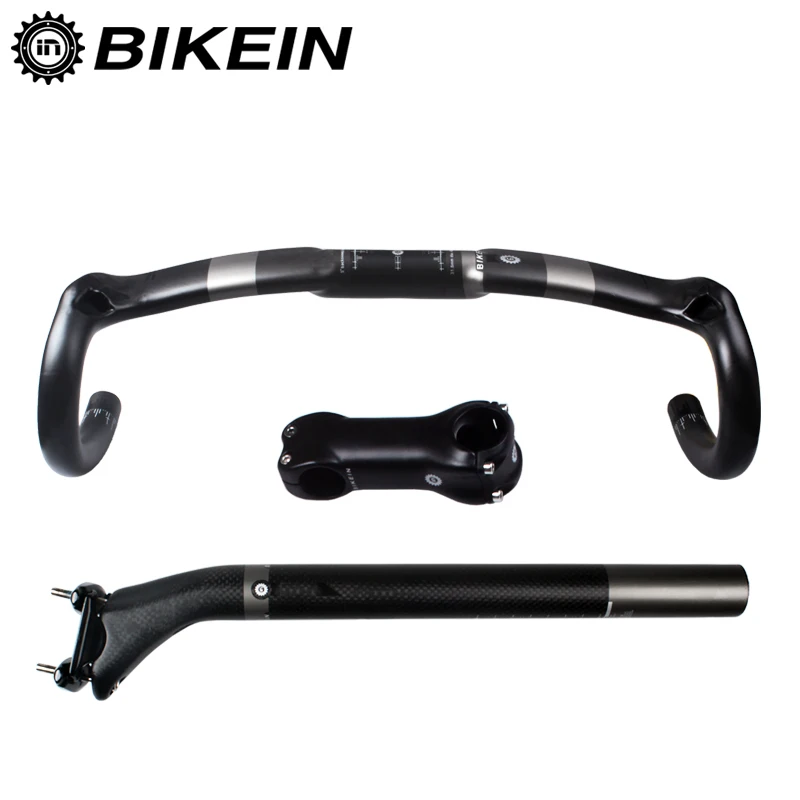 

BIKEIN Full Carbon Road Bicycle Handlebar 400/420/440mm Seat Post 272/30.8/31.6mm Stem 80/90/100/110mm Ultralight 555g/Sets