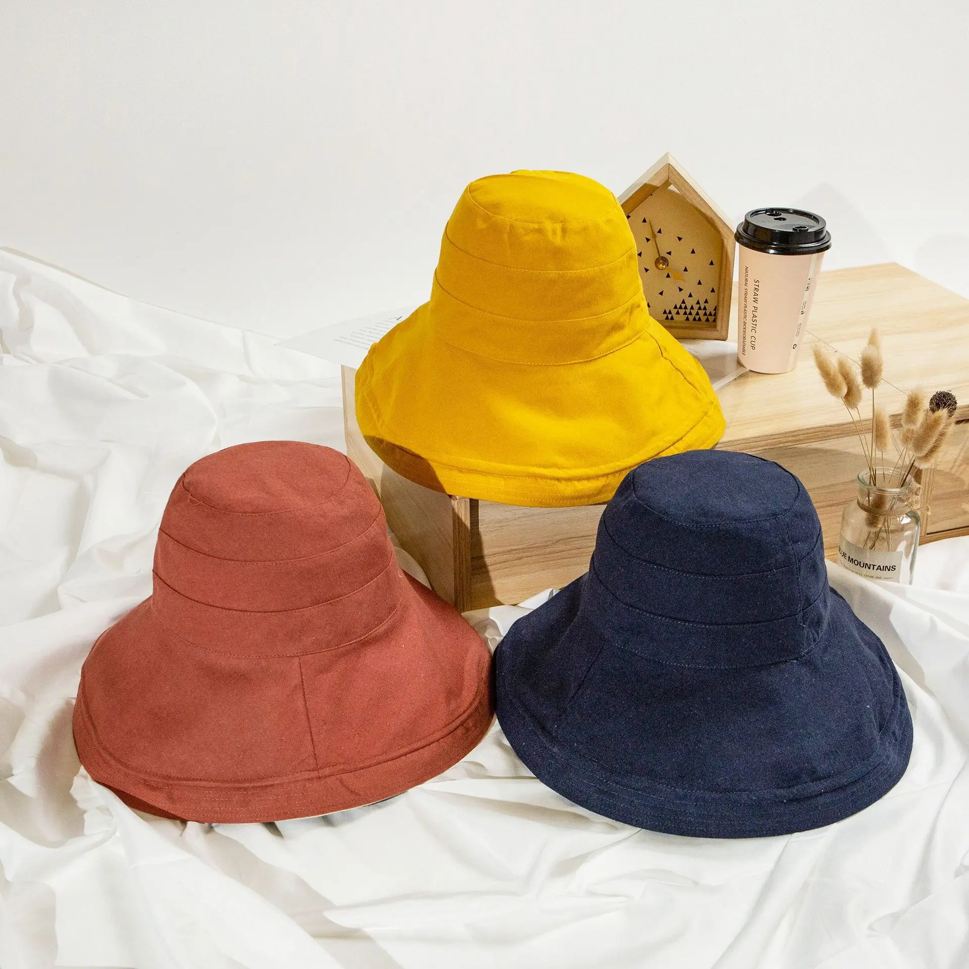 

Online Celebrity Bucket Hat Women's Summer Day of Face Covering Korean-style Sun-resistant Sun Hat Large Brimmed Fashion Wide-Br
