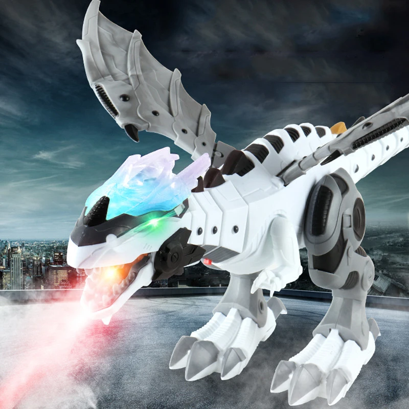 Promo Dinosaur Robot Fire-Breathing Toy Realistic-Sounds for Water-Spray-Mist with Red-Light kjQlMqYKndz