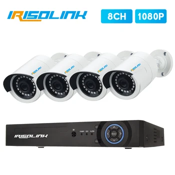 

Irisolink 1080P cctv camera security system kit 8CH H.265 5in1 DVR 4pcs surveillance cameras Nightvision Waterproof CCTV kits