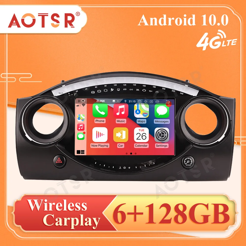 미니 쿠퍼 R50 R53 2004 2006 안드로이드 10 6 + 128 터치 스크린 Carplay 자동차 GPS 네비게이션