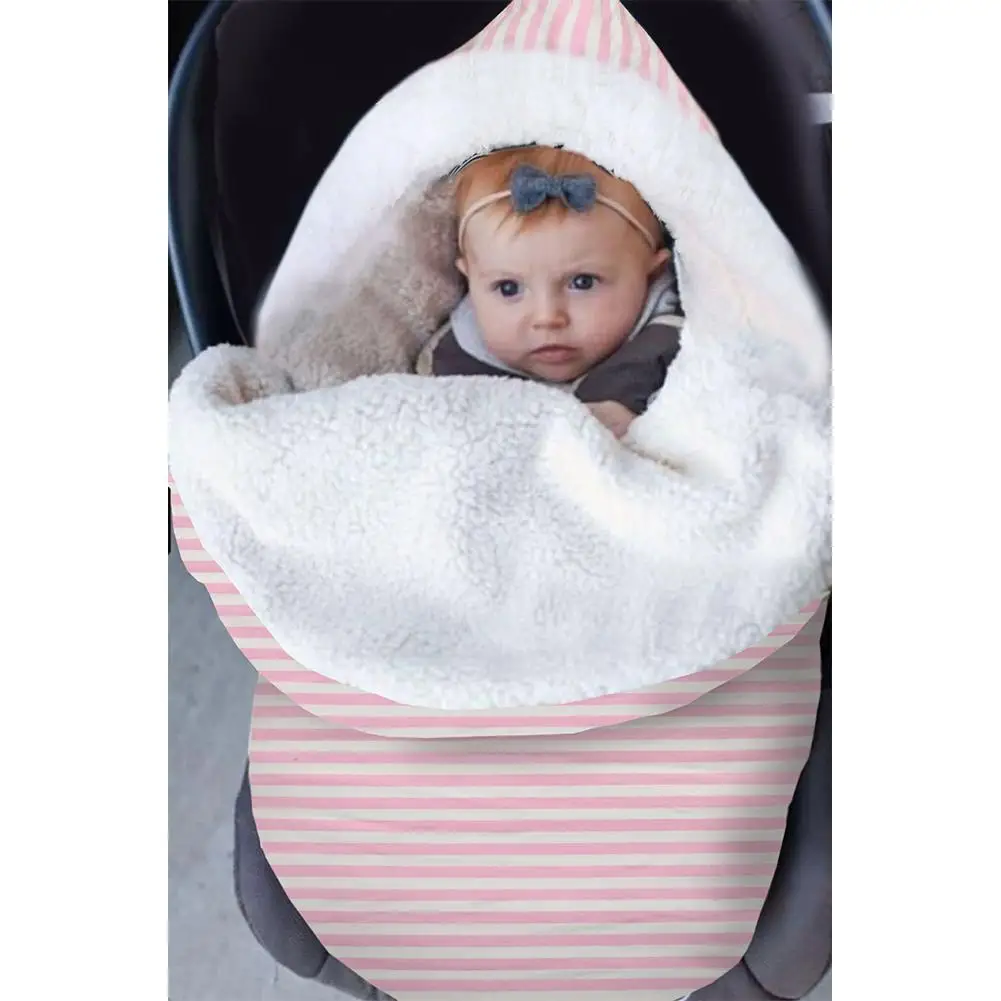 Kidlove детский полосатый хлопковый утепленный флисовый теплый спальный мешок с капюшоном для детской коляски