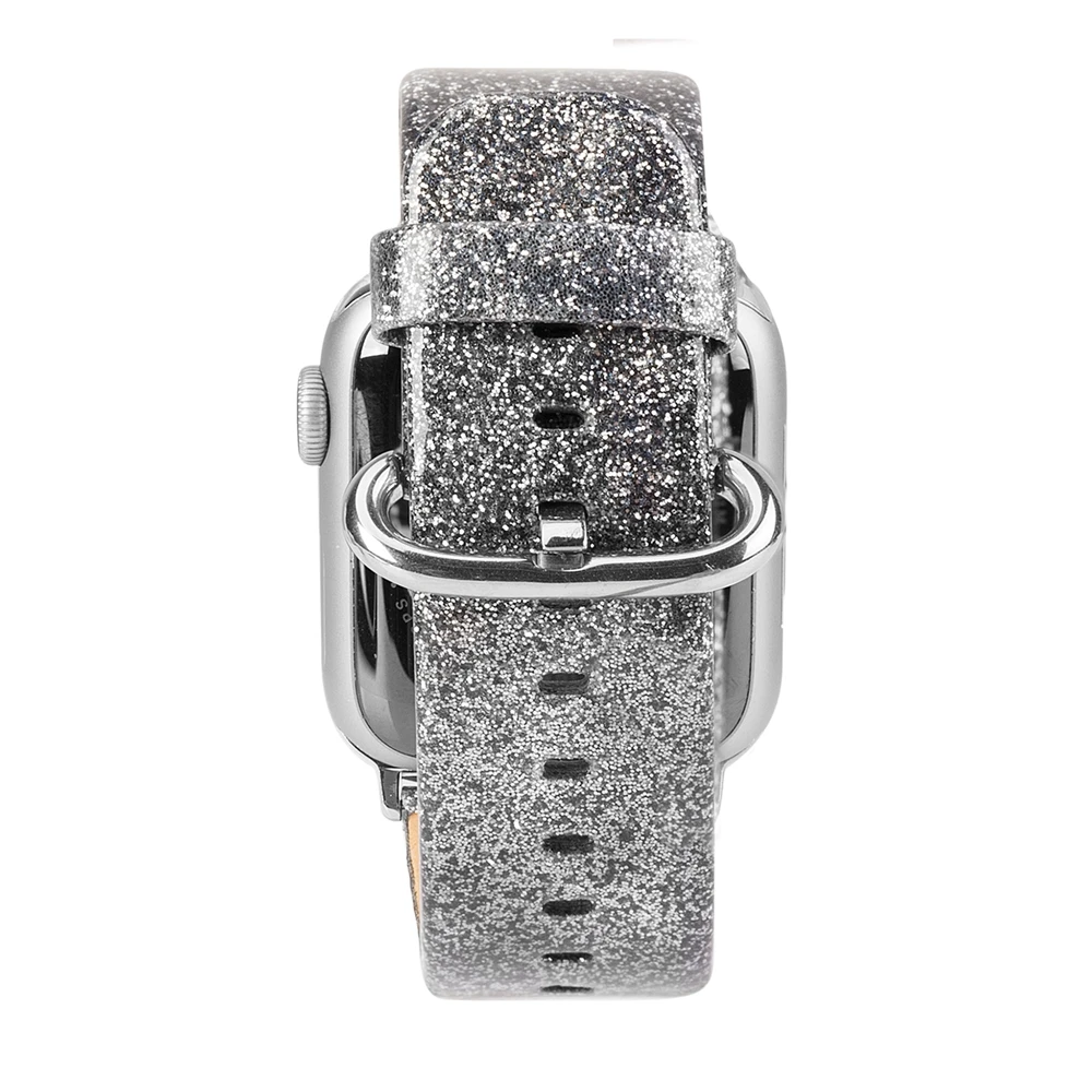 Кожаный ремешок для Apple Watch 38 мм 40 мм для женщин с блестящими бриллиантами 42 мм 44 мм настоящий Блестящий ремешок для iWatch серии 5 4 3 2 1