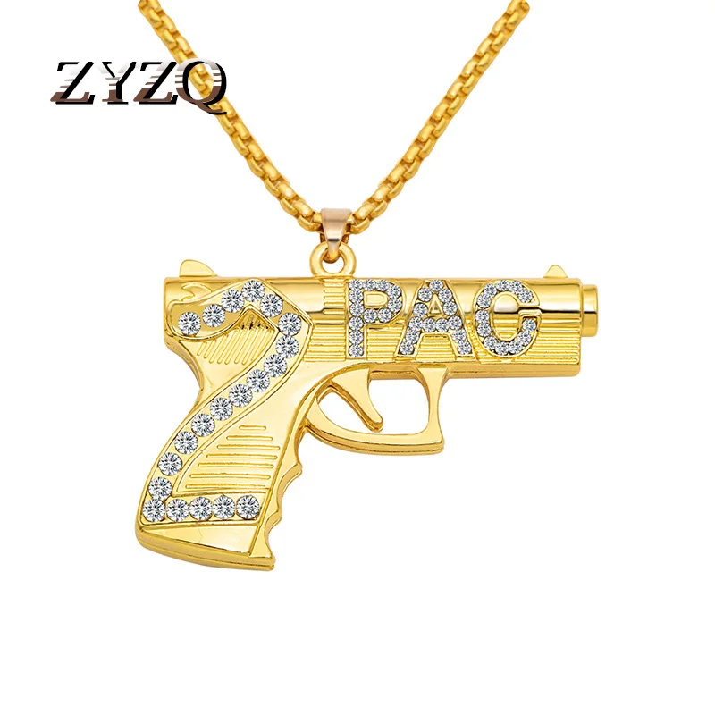 Новинка крупное мужское ожерелье ZYZQ с кулоном креативные Стразы 2PAC в форме