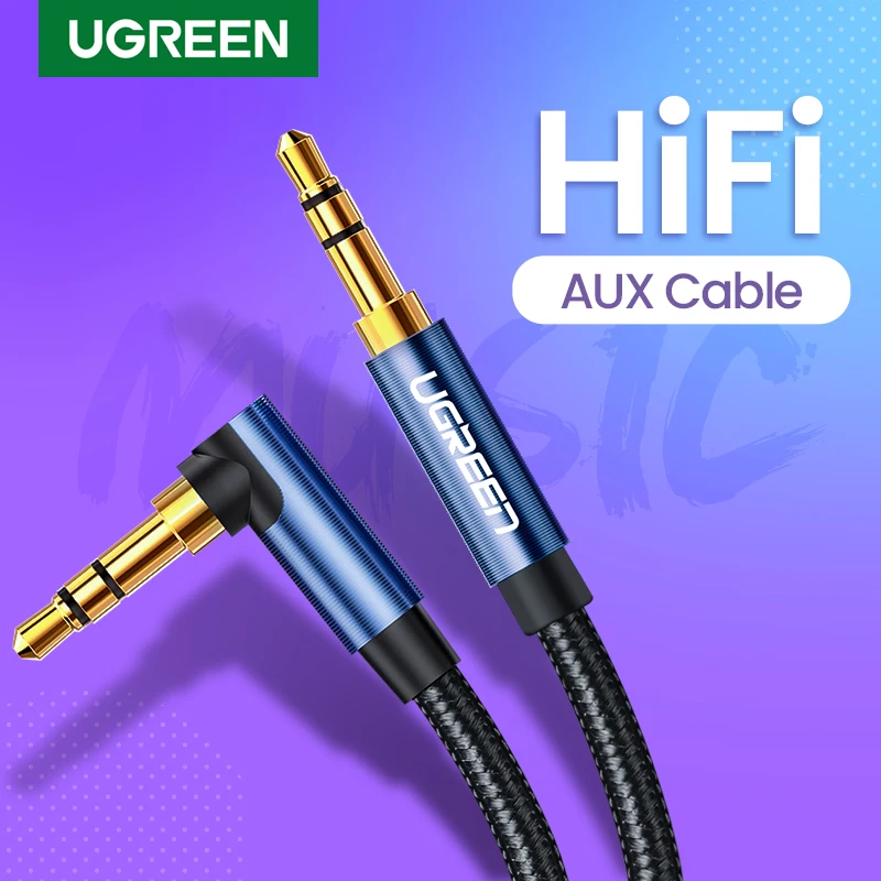 Cable Auxiliar Ugreen, Conector De 3,5 Mm, Ángulo De 90 Grad
