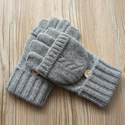 Осенние женские перчатки без пальцев шерстяные зимние уличные варежки для вождения вязаные толстые теплые перчатки с наполовину пальцами A24 - Цвет: A24  Light gray