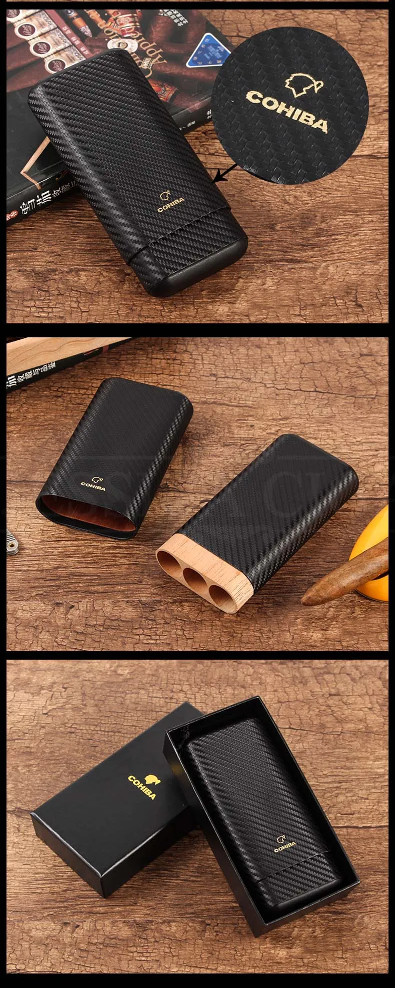 COHIBA чехол для сигар Humidor Cedar Wood для путешествий, Сигара коробка для сигар портативный 3 держатель для сигар трубчатый чехол для Sigar аксессуар W/Подарочная коробка