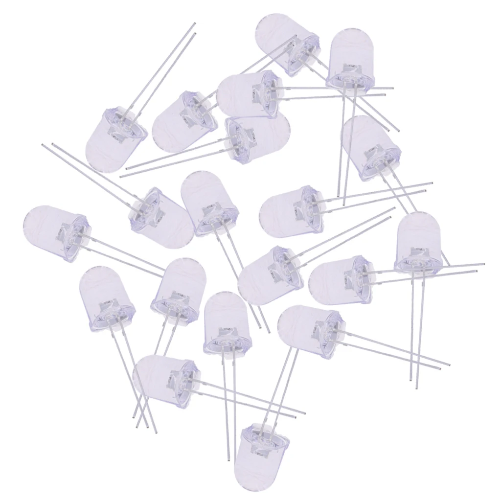 100x 10mm Red Green Blue Yellow White Light Emitting LED Diode Assorted Kit