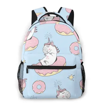 

Women Backpack Kids School Bag for Teenage Girls Cartoon Unicorn And Donuts Female Laptop Notebook Bagpack Travel Back Pack 2020