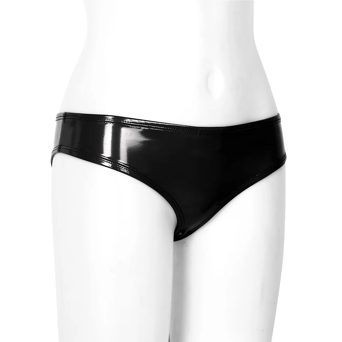 

Womens Sexy Underwear Briefs Panties Wet Look Patent Leather Clubwear Low Rise High Cut Mini Bikini Thong Sexy Female Lingerie