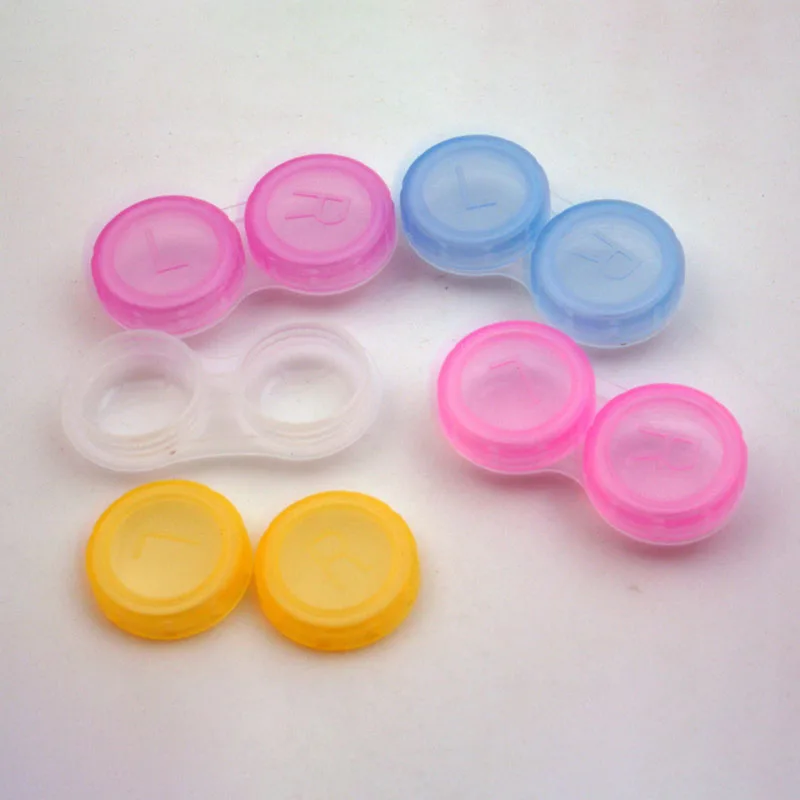 random 5pc Футляр для контактных линз двойная коробка для ухода за глазами BoxColor случайным образом сохраняет контактные линзы safeпрозрачный сумка для объектива коробка - Цвет: random 5pc