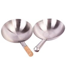 Антипригарная сковорода с деревянной ручкой из чистого железа, нержавеющая сталь, без покрытия, Ручная ковка, железная Сковорода в китайском стиле, железный горшок, газовая плита