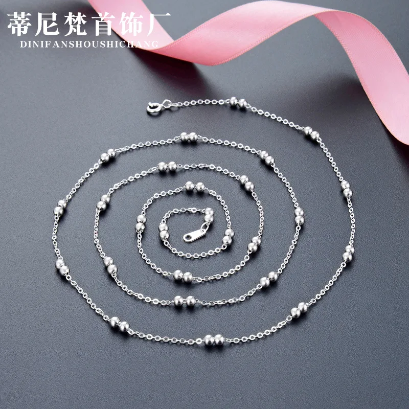 

Korean-style Fashion Jewelry Accessories 925 Sterling Simple Pressure Light Cross Package 3.0 Double Bead Necklace Necklace Chok