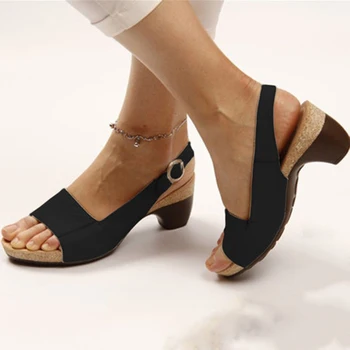 

Women Low Chunky Heel Sandals Open Toe Beach Shoes for Summer FOU99
