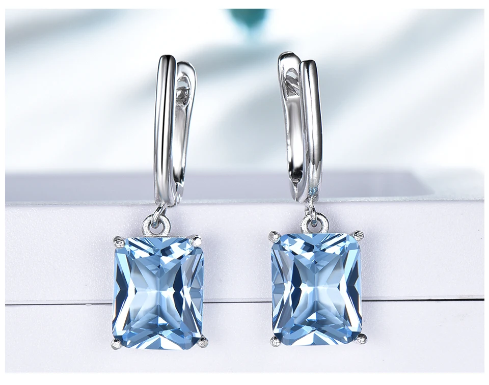 UMCHO &nbsp;Nano Sky Blue Topaz 925 sterling silver earring for women EUJ094B-1-pc   (5)
