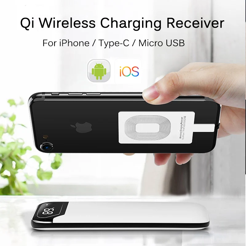 Wireless Charging Receiver Micro USB Type C Universal Fast Wireless Charger For iPhone Samsung Huawei Xiaomi Charging Receiver iphone charging pad