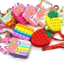 Fidget brinquedos silicone empurrar bolha papelaria saco de armazenamento alívio do estresse moeda bolsa espremer brinquedos para crianças adultos presentes novo