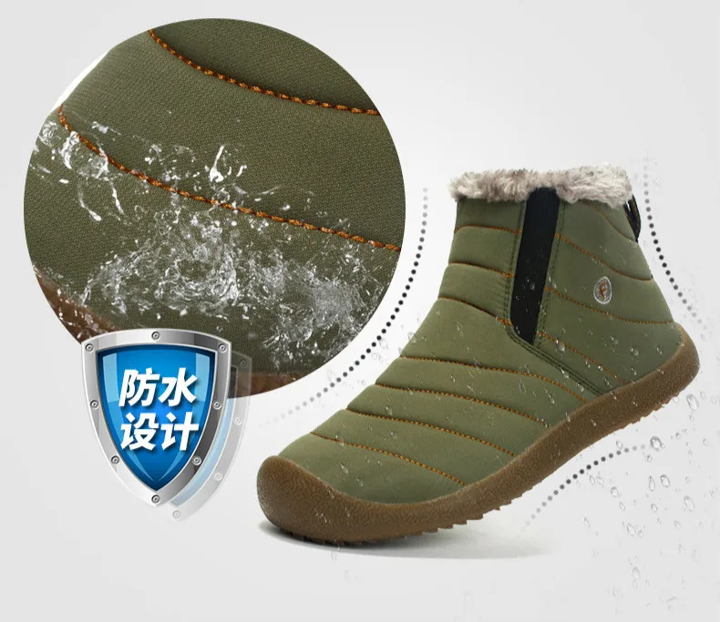 New Waterproof Boots Men Shoes Winter Fur Keep Warm Comfortable Men's Snow Boots Casual Cotton Shoes Botas Masculina
