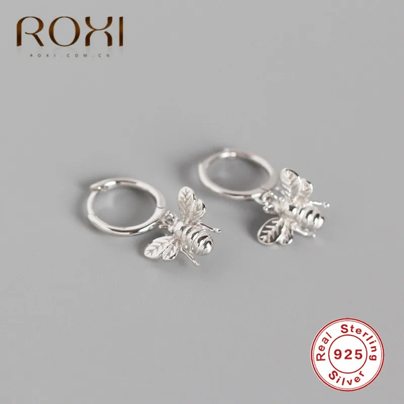 ROXI Милая крошечная серьга «пчела» 925 пробы серебряные серьги для женщин насекомое мед гвоздики Пчелка серьги индивидуальные женские модные ювелирные изделия