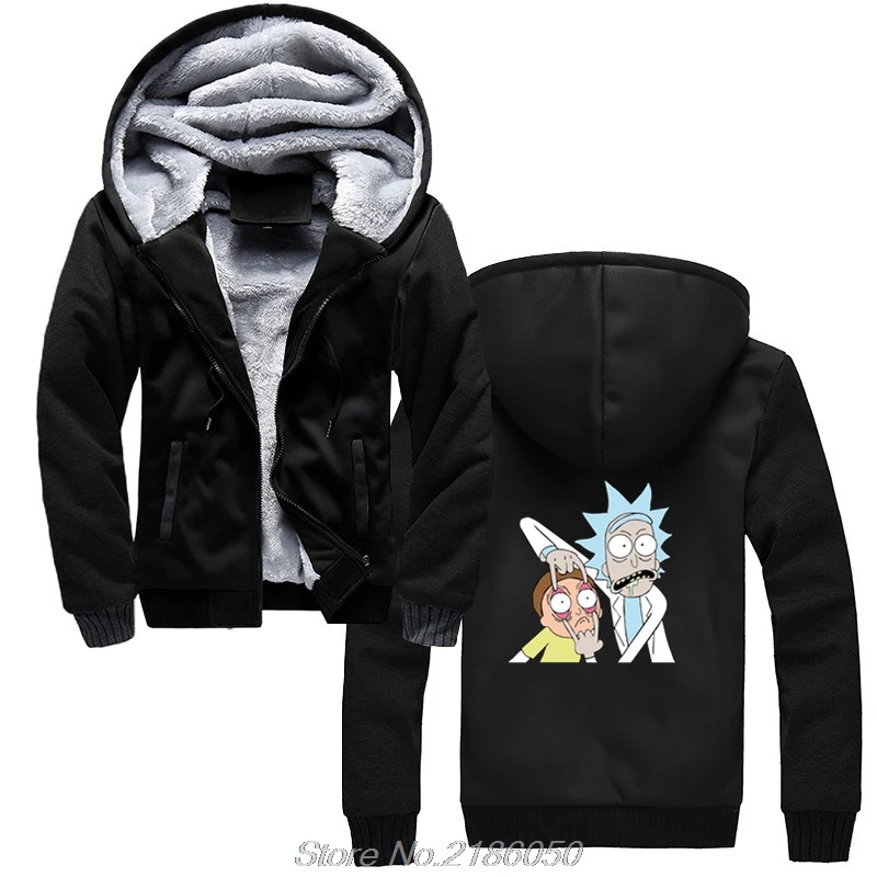 Rick And Morty/модные толстовки с капюшоном с принтом галактики Рик Морти, Мужское пальто с капюшоном на молнии, уличная одежда Харадзюку - Цвет: Black