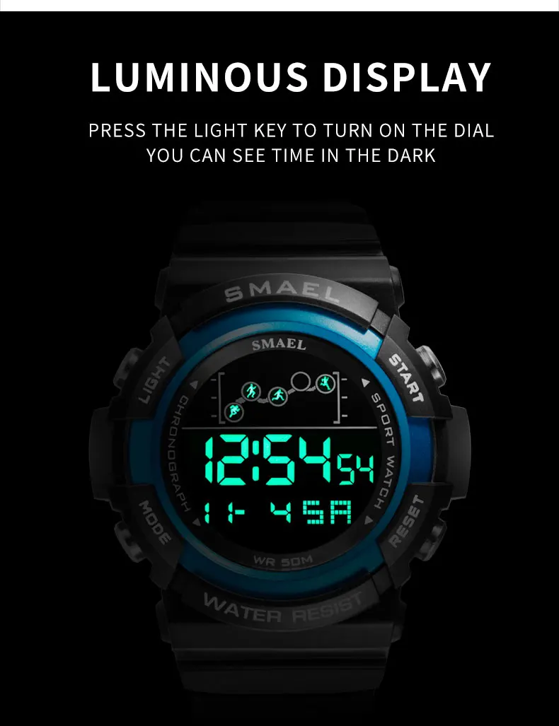 SMAEL Outdoor Sport Men Watch Digital Electronic Wristwatch Top Brand Luxury Waterproof Military Date Clock Fashion Male Watches