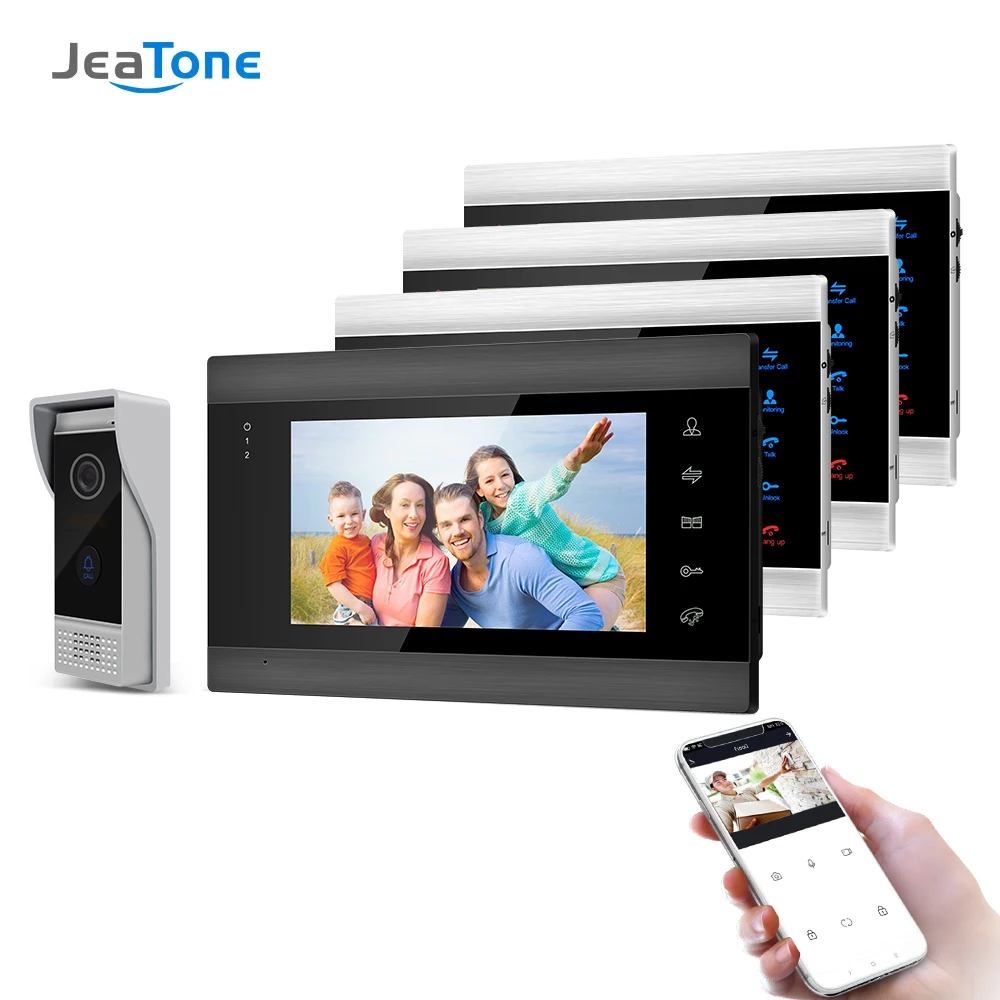 

Jeatone 7inch Wireless Wifi Smart IP Hd Video Door Phone Intercom System for Home Night Vision Monitor Rainproof Doorbell Camera