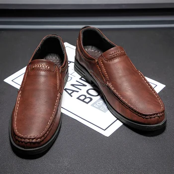 

Plus Size Men Loafer Moccasins Genuine Split Leather Men Casual Shoes Spring Soft Sneakers Male Breathable Slip on Driving Shoes
