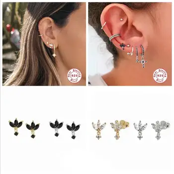 

Luxury Fine Jewelry S925 Sterling Silver Stud Earring For Women Girl Couples Bling Zircon Korean INS Earrings Pendientes Brinco
