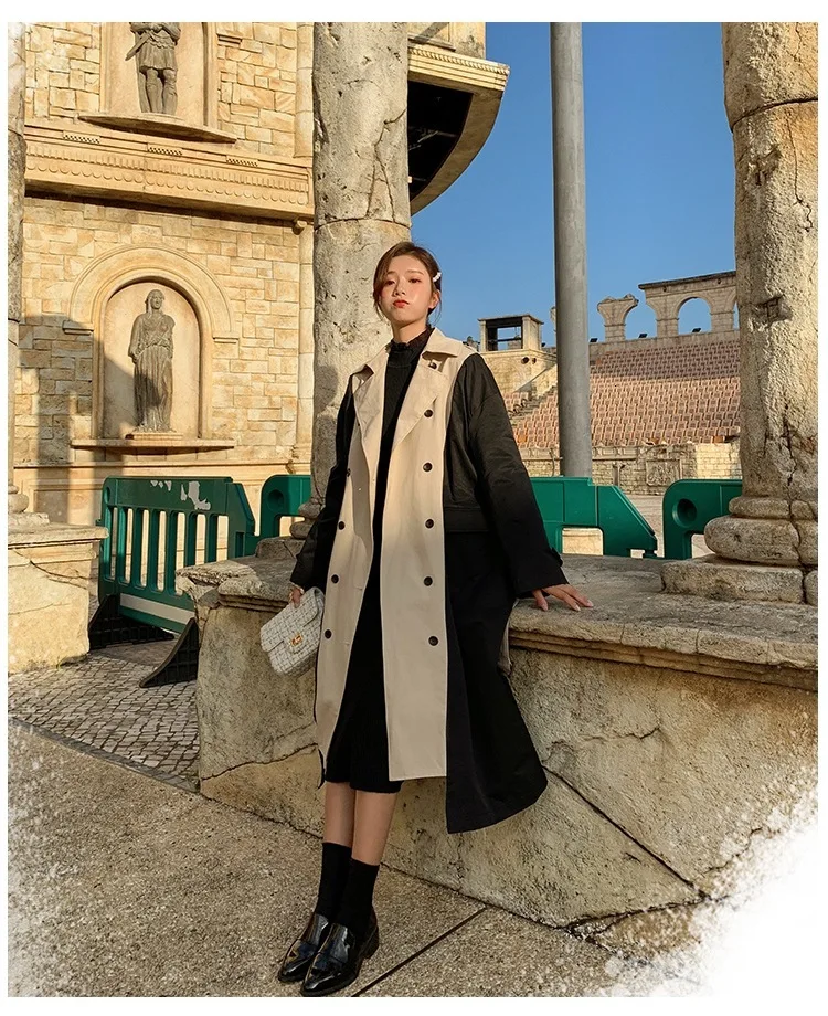 SHENGPALAE Новая мода осень длинный свободный винтажный Тренч пальто Корейская версия длинный рукав двубортное пальто женщина FT344