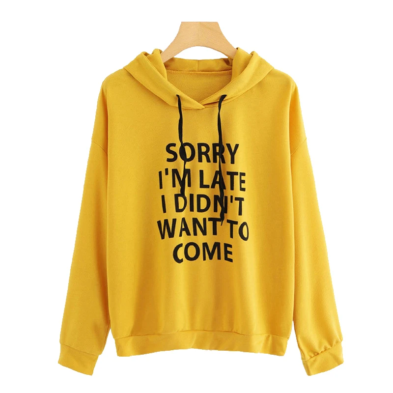 Style B Yellow Oh Yes повседневные толстовки с буквенным принтом, Женская толстовка, новинка, зимний флисовый пуловер с капюшоном, плотные свободные женские толстовки, верхняя одежда - Цвет: Style B Yellow