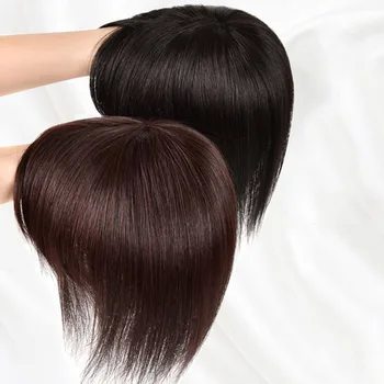 

AOSI Synthetic Short Clip In Toupee Hairpieces Black Brown Straight Silk Base Hair Topper Top Hair With Bangs Wig For Women