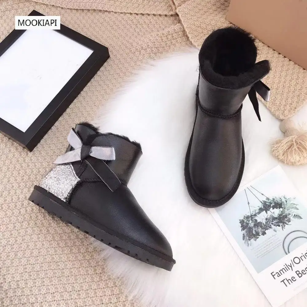 

China's top quality women's shoes in 2019, real sheepskin, 100% natural wool, laced snow boots, free delivery