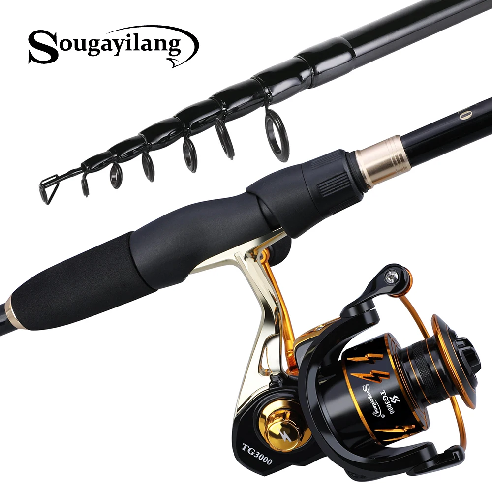 

Sougayilang 1.8m 2.1m 2.4m Telescopic Carp Portable Fishing Rod Fishing Reel 5.0:1 Metal Spoon Reel Spinning Fishing Reel Pesca