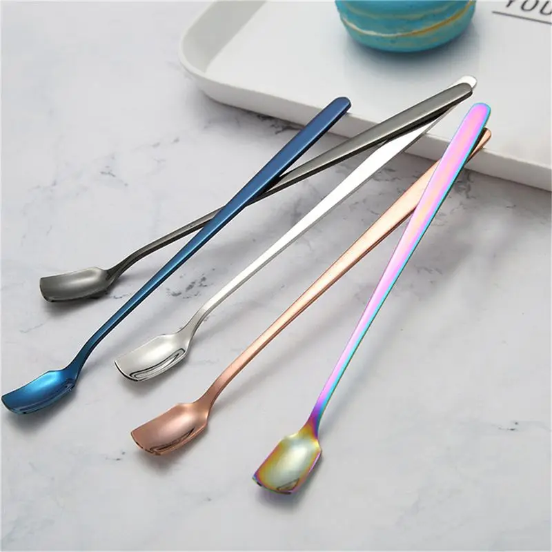 

stainless steel spoon square head ice cream Creative Mark spoon dessert ladles coffee spoon stirring spoon kitchen gadget