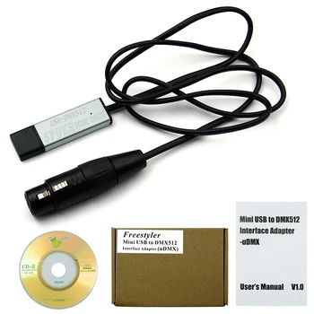 

Free shipping LED DMX512 Computer PC Stage Lighting Controller Dimmer USB to DMX Interface Adapter With CD