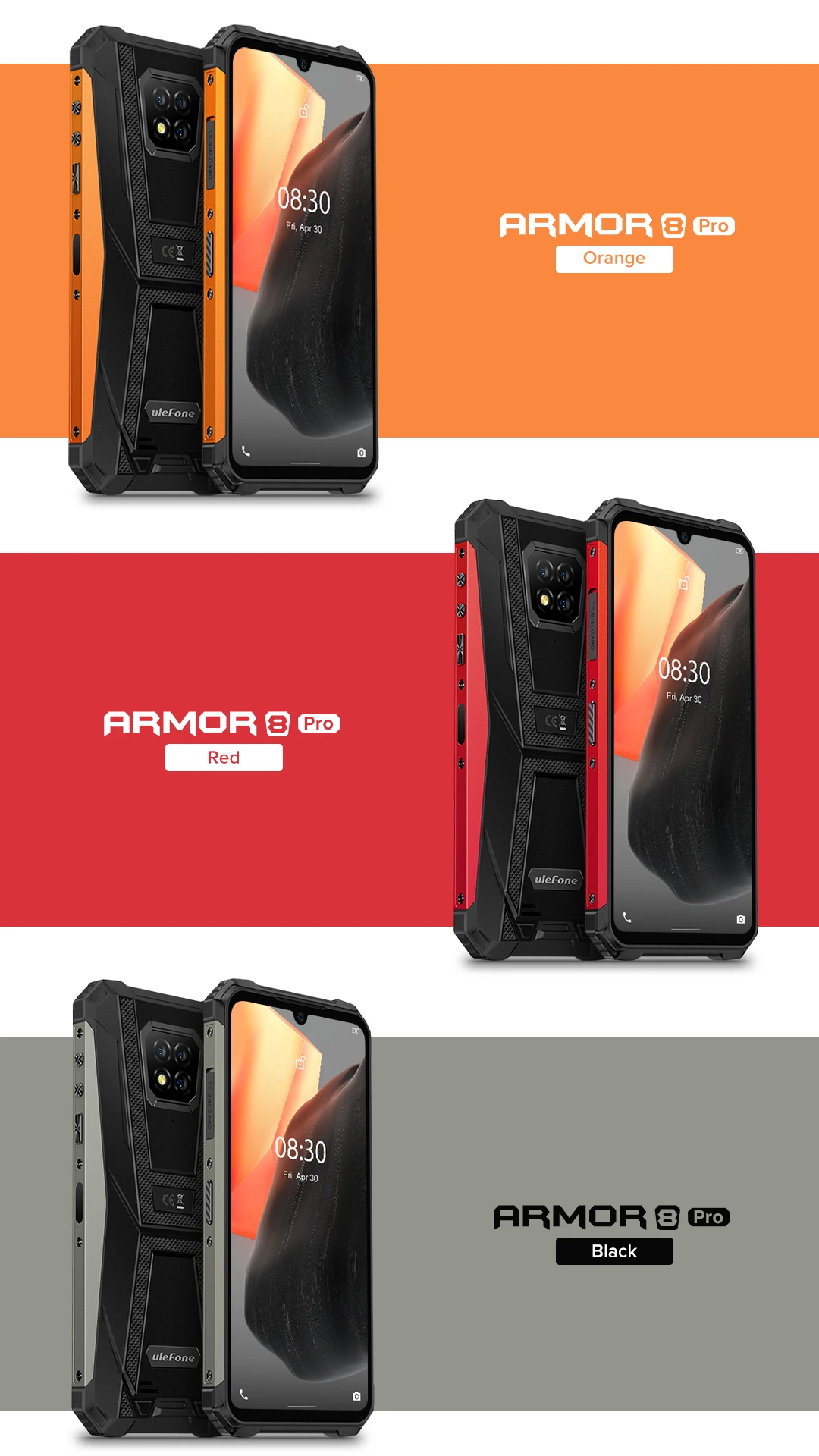 Rugged Smartphone Ulefone Armor 8 Pro 6GB/8GB+128GB Android 11 5580mAh NFC/IP68/4G / GPS/Waterproof Mobile Phone IP68 Smartphone new android cell phones