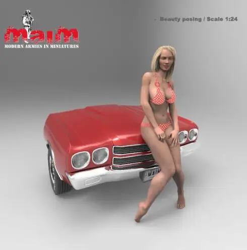 

1/24 Resin Model Building Kit Figure Car and girl (no car)