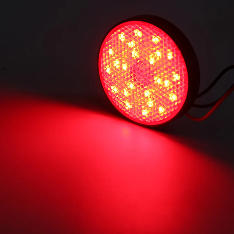 2PCS 12V 24LED Motorcycle Round Reflector Turn Signal Light With Red Red Lens For Motorbike Tail Brake Stop Decorating Lamp