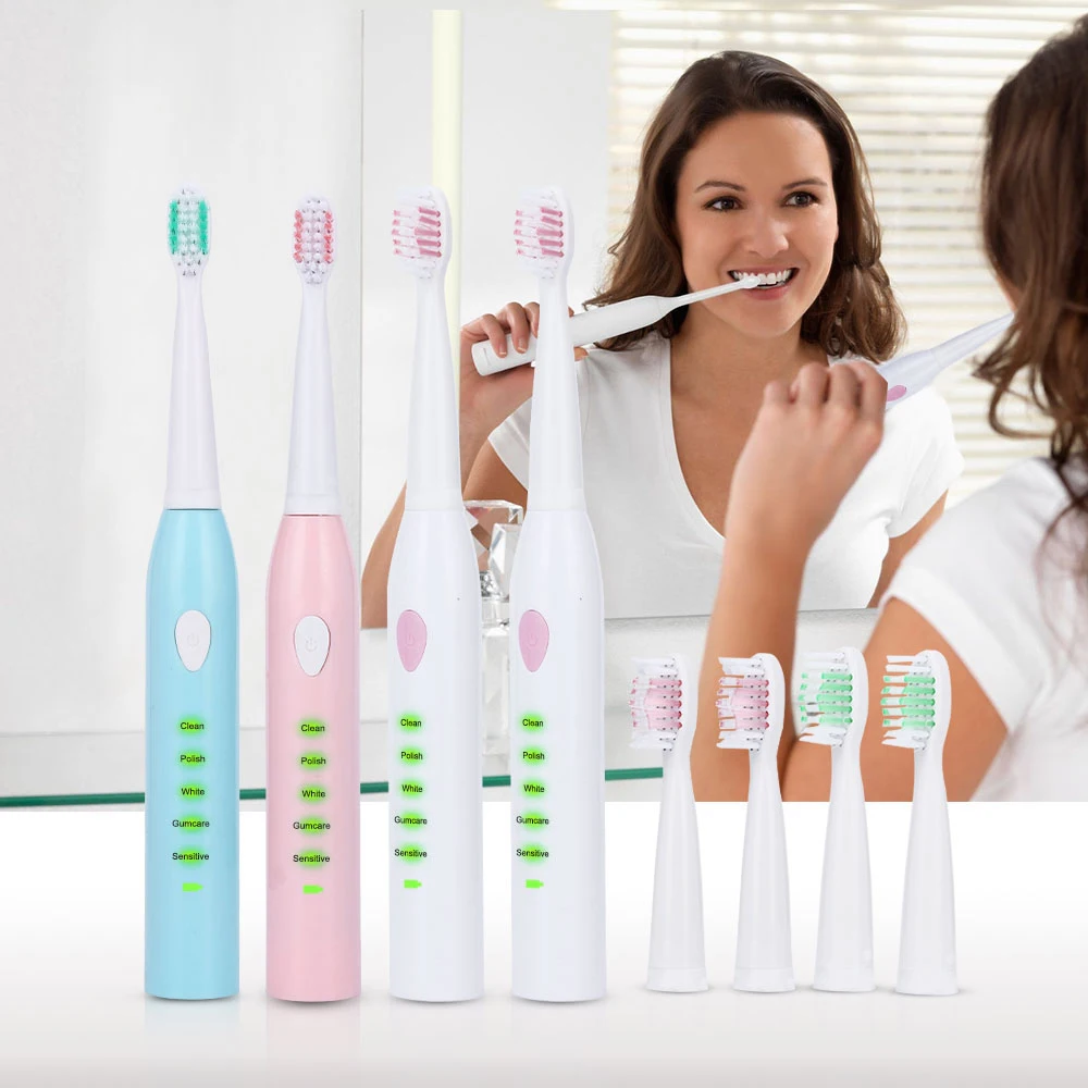 Best 5 Modes Sonic Electric Toothbrush Rechargeable USB + 4 Replacement Heads Waterproof Timer Tooth Brush Whitening for Adults Best 5 Modes Sonic Electric Toothbrush Rechargeable USB + 4 Replacement Heads Waterproof Timer Tooth Brush Whitening for Adults