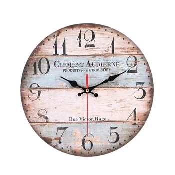 

30X30cm Large Round Wall Clock Wooden Industrial European Style Antique Waterproof Wall Clock