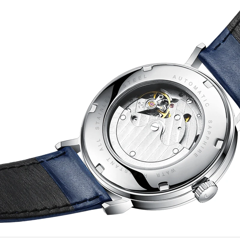 2023 LOREO Fashion Simple Mechanical Business Watch Men Top Brand Luxury Wrist Mens Automatic Watches Waterproof 50M Clock
