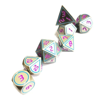 

7Pcs Color Retro Zinc Alloy Polyhedral Dice Role Playing Game Dice