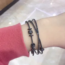 UMGODLY роскошный бренд тройной линии круги браслет с скользящими обручами циркония черный розовое золото 4 цвета браслет для женщин ювелирные изделия