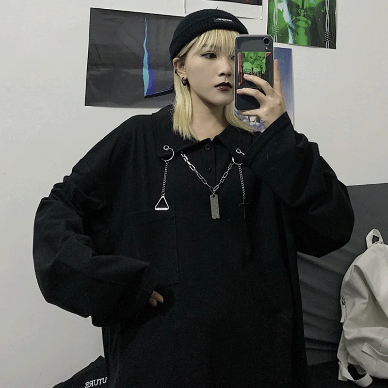 Kpop Готическая футболка с длинными рукавами женская одежда Harajuku Высокая уличная черная футболка футболки с "друзьями" Корейская винтажная серая футболка