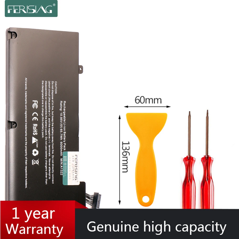 FERISING 5800mah / 63.5Wh 10 95 V новый A1322 Аккумулятор для ноутбука APPLE MacBook Pro 13 &quotA1278 (2009 2012 год)